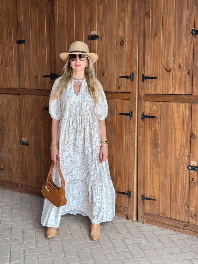 VESTIDO LARGO BOHO MANGA CORTA