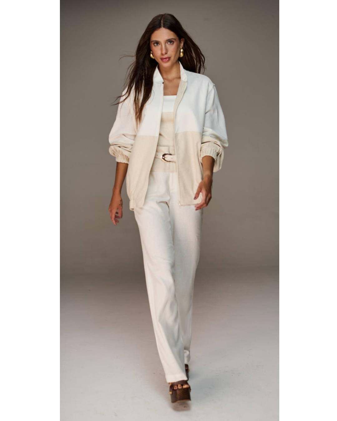 PANTALON LINO BLANCO Y BEIGE