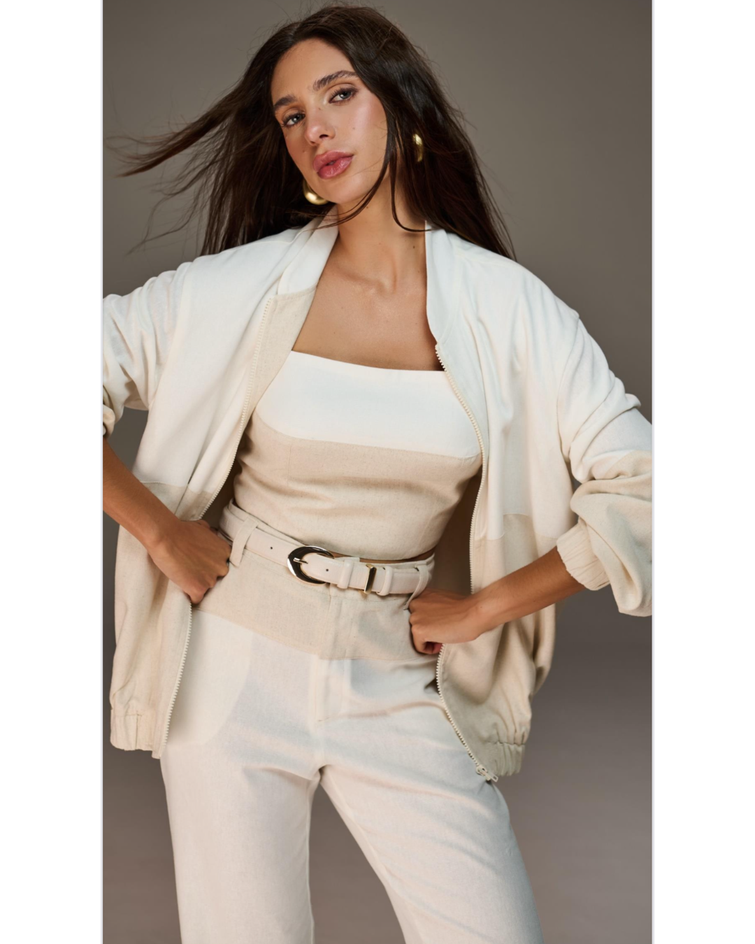 PANTALON LINO BLANCO Y BEIGE