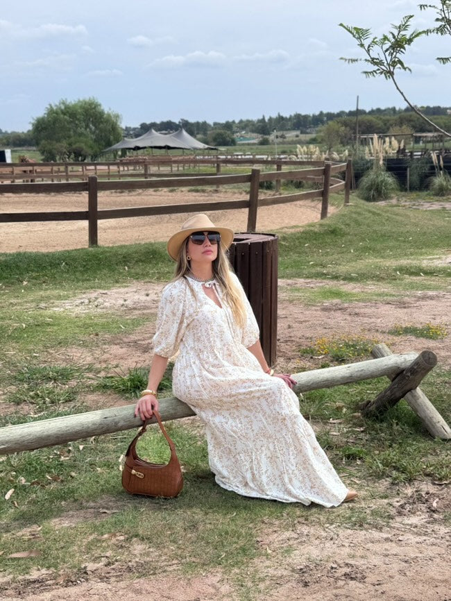 VESTIDO LARGO BOHO MANGA CORTA