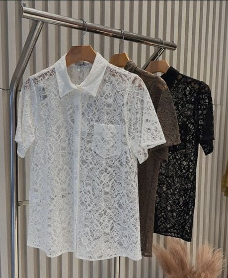 CAMISA DE ENCANJE MANGA CORTA