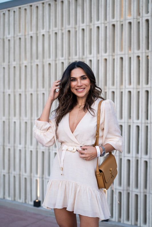 VESTIDO CORTO MANGA FIVELA BOHO